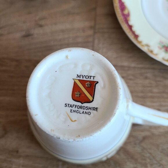 Vintage porcelain MYOTT Staffordshire England cup and saucer. - Picture 5 of 7